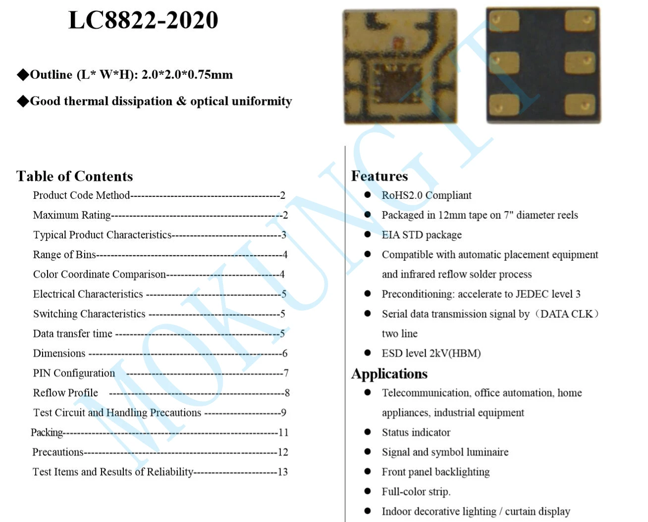 DC5V 6PIN LC8822 LED Chip mini SMD same as APA102 256 LED Chip Addressable Digital RGB Full Color LED Chip