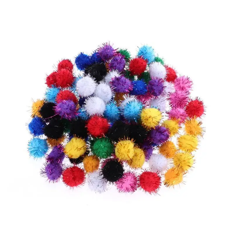 100 шт 20 мм игрушки для кошек ассорти помпоны пушистые шары для DIY креативные поделки украшения(смешанные цвета