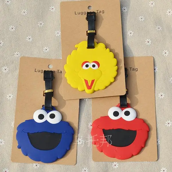 2018 г. новые модные Koffer мала Maleta де Viaje силикагель Чемодан тег Cookie Monster Elmo Amo большая птица чашку карта висит