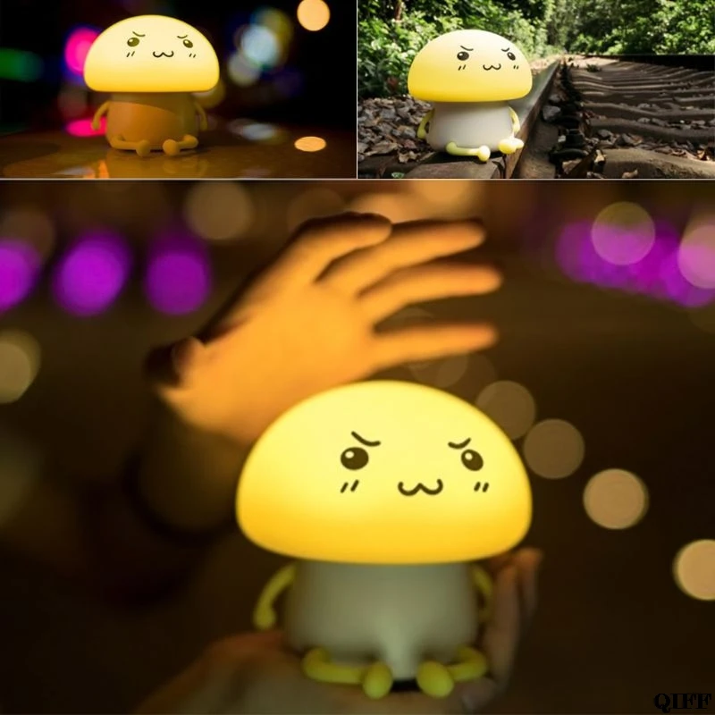 

Drop Ship&Wholesale Cute Mushroom LED Night Light Touch Sensor Soft Silicone Pat Lights Bedside Tabletop Lamp APR29