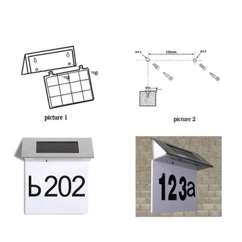 

Portable Outdoor 4 LED Solar Door Lamp House Number Address Sign Doorplate House Garden Party Decorative
