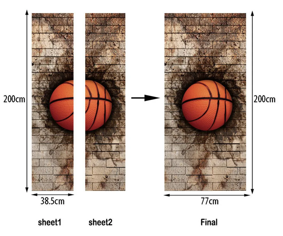 Творческий 3D вид сломанной кирпич двери Стикеры самоклеющиеся дверь наклейка DIY двери обновления для Спальня Водонепроницаемый двери Плакаты