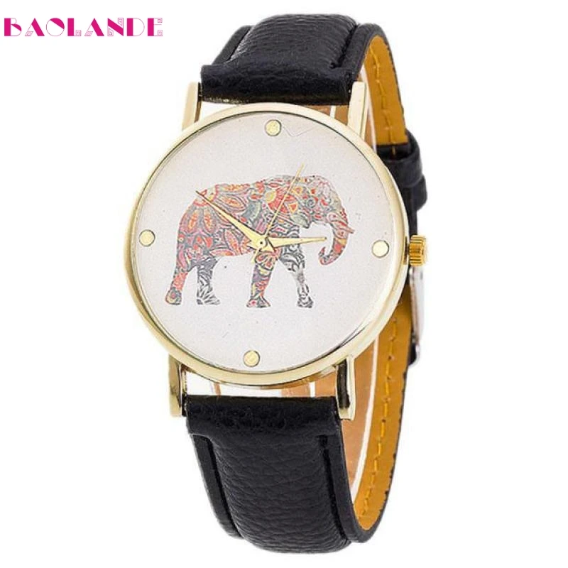 

BAOLANDE2017 Hot Sale New Women's Watches Elephant Printing Pattern Weaved Leather Quartz Dial Watch Masculino Mar 16