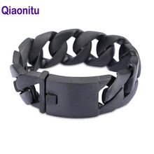 24 мм тяжелый панк рок для мужчин Байкер Снаряженный браслет черный нержавеющая сталь огромный кубинский браслет цепочка браслет ювелирные изделия для мужчин