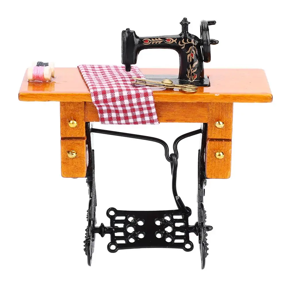 

1:12 Dollhouse Miniature Furniture Wooden Sewing Machine for Kids Children Dolls House Accessory Decor Toy For Baby Child Gift