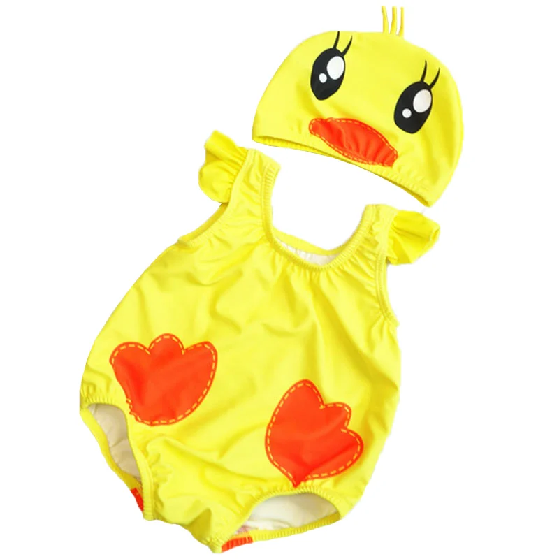 Cute Fruit Animal Shape Baby One-piece Swimsuit+Swimming Cap For Baby Girls Boys Summer Infant Toddler Water Sport Clothing kids swimsuits