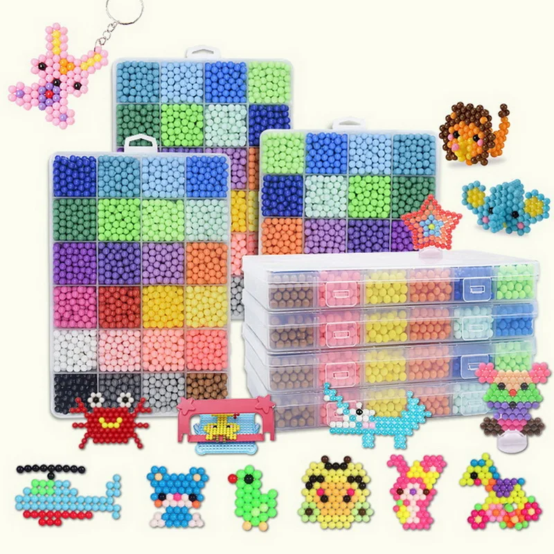 

3000PCS 24color Fuse Beads Children DIY Free Hot Water Sticky Bead Puzzle Toy DIY Spell Puzzle Beans Handmade 3D Educational Toy