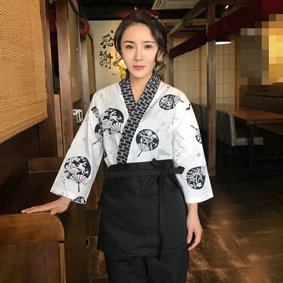 Japanese Chef Uniform Sushi Suits Restaurant Unisex Working Kimono Blouse New 