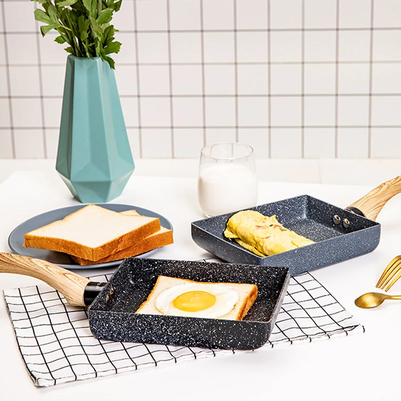 Frying Pan Tamagoyaki Omelette Black Non-stick Pan Fry Egg Pan Pancake Kitchen Pot Only Use for Gas Cooker