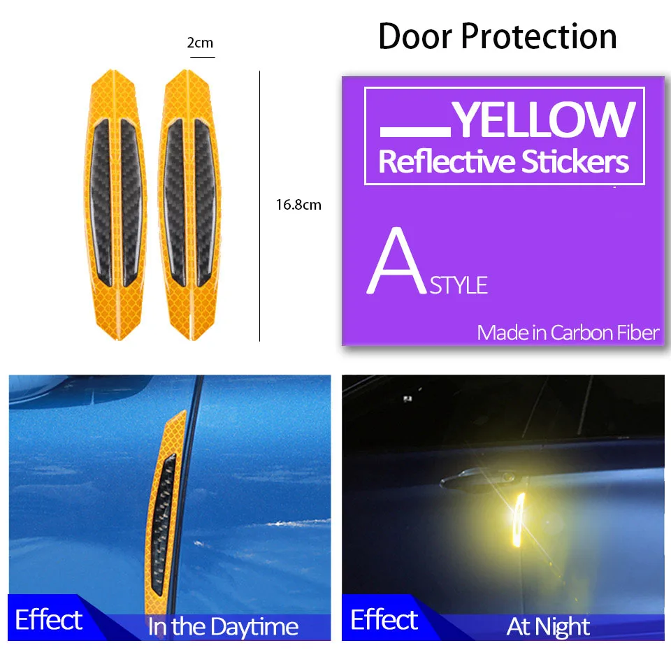 Колеса автомобиля брови двери боковая Светоотражающая Защитная Наклейка для Subaru Impreza XV hyundai Solaris tucson I30 creta Kia Rio 3 Ceed - Название цвета: Door Yellow Blcak