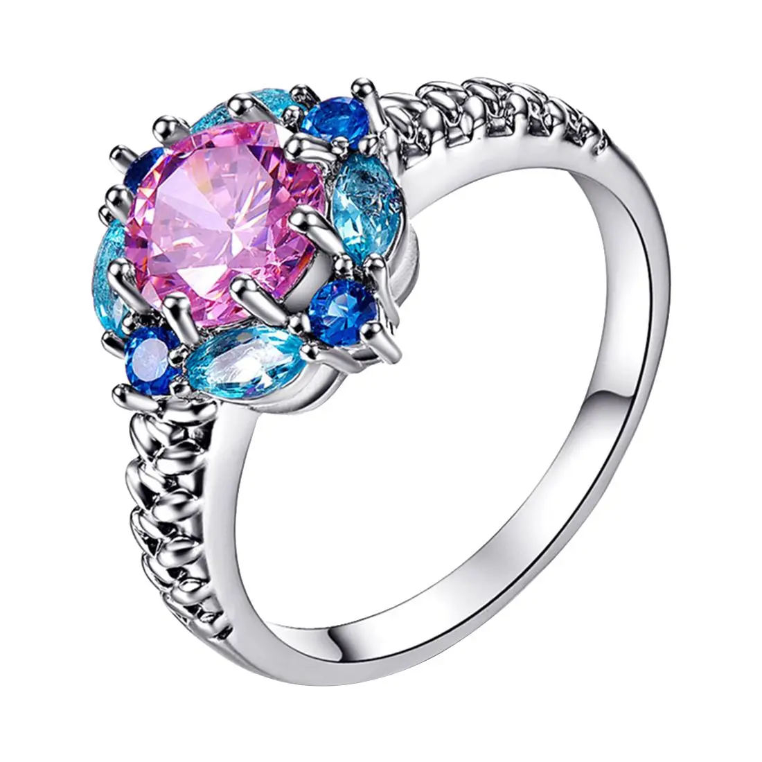 

Pink Crystal Rhinestone Ring Flower Shaped Band