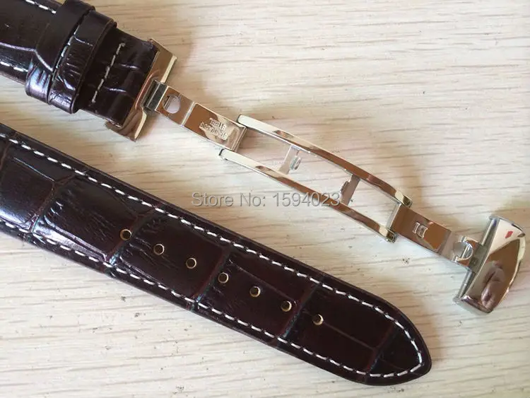 20mm (buckle18mm) T063617 T063639 T063610 High Quality Silver Butterfly  Buckle + Brown Genuine Leather Watch Bands Strap - Watchbands - AliExpress