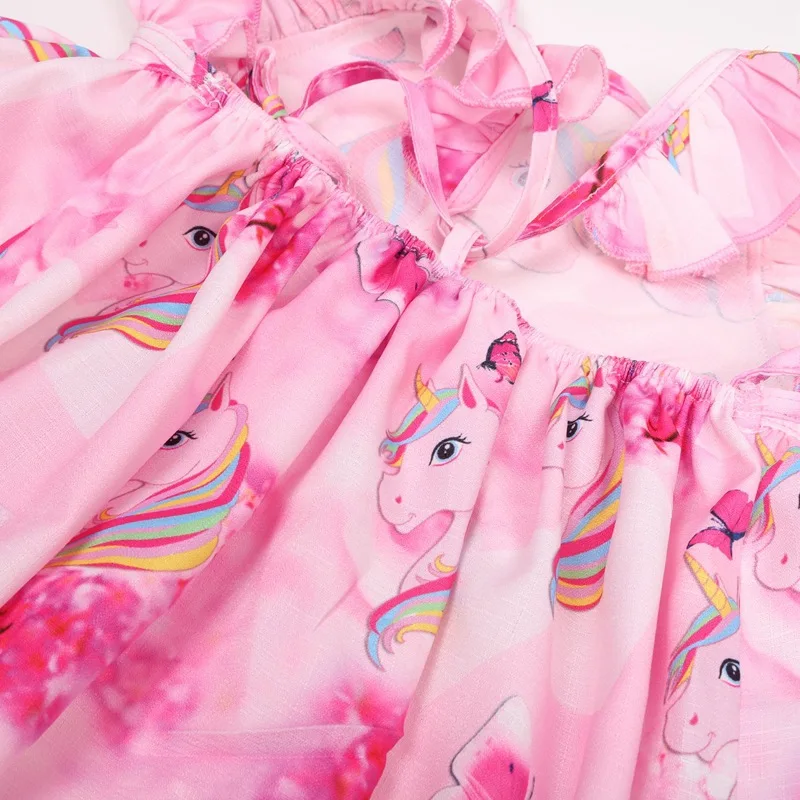 Summer Girls Rainbow Cartoon Unicorn Dress Kids Cosplay Party Princess Dresses Baby Halloween Unicornio Dresses For Girl Clothes (4)