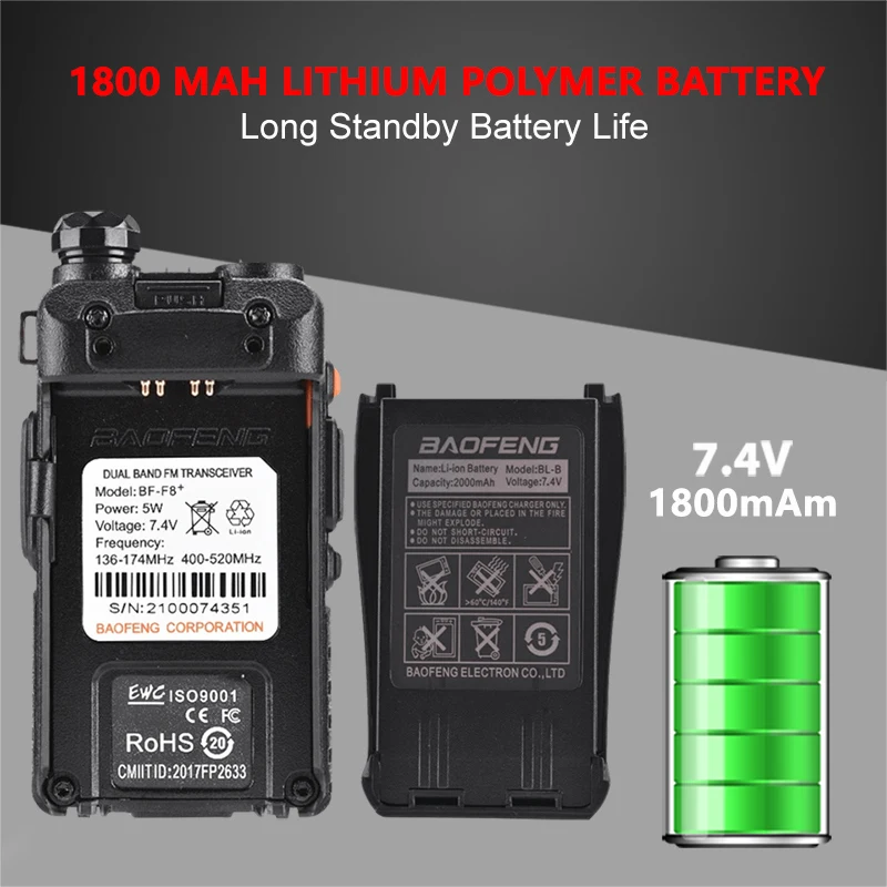 2PCS Baofeng BF-F8+ UHF/VHF Walkie Talkie 10KM With PTT Earphone Portable Handheld Hotel CB Car Radio Station Ham HF Transceiver 2PCS Baofeng BF-F8+ UHF/VHF Walkie Talkie 10KM With PTT Earphone Portable Handheld Hotel CB Car Radio Station Ham HF Transceiver