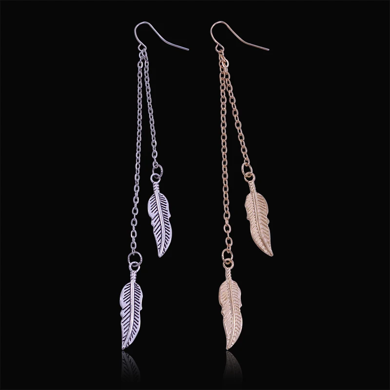 Мода сплава ухо Jewelry длинные металлические Перо Серьги для Для женщин чешские