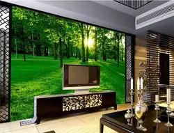 3d обои фото обои на заказ росписи гостиная Зеленый лесной пейзаж 3D Роспись диван ТВ фон обои для стен 3d