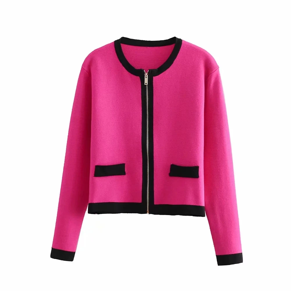2018 Autumn Fashion Women Zipper Design Cardigan Sweaters Contrast Color Long Sleeve Sweater Cardigans BB494 |