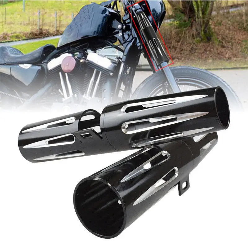 39mm 14" Motorcycle Fork Shrouds Boots Covers Shock Slider Narrow Glide