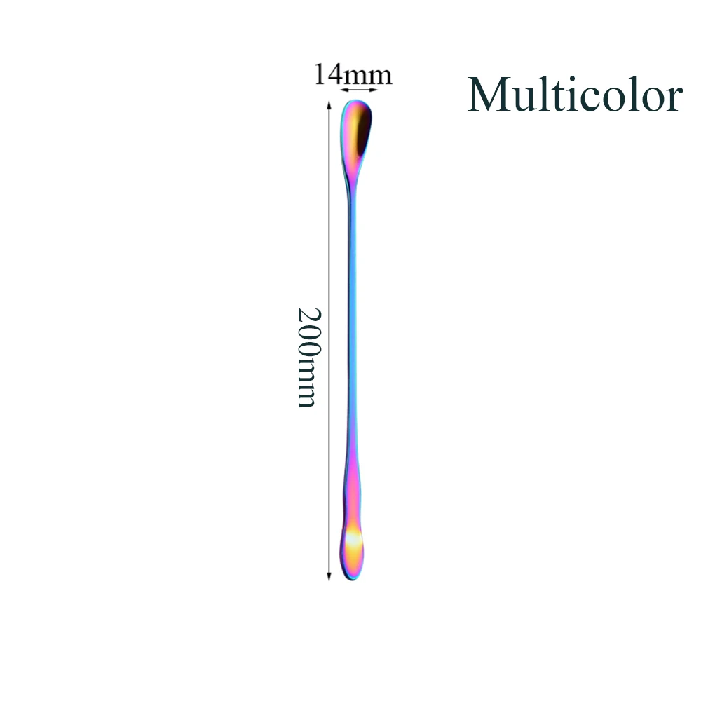 Стиль 1 шт. кофейная ложка из нержавеющей стали с длинной ручкой красочная ложка для кофе Десерт чайная ложка запасная кухня гаджет инструмент - Цвет: 200mm multicolor