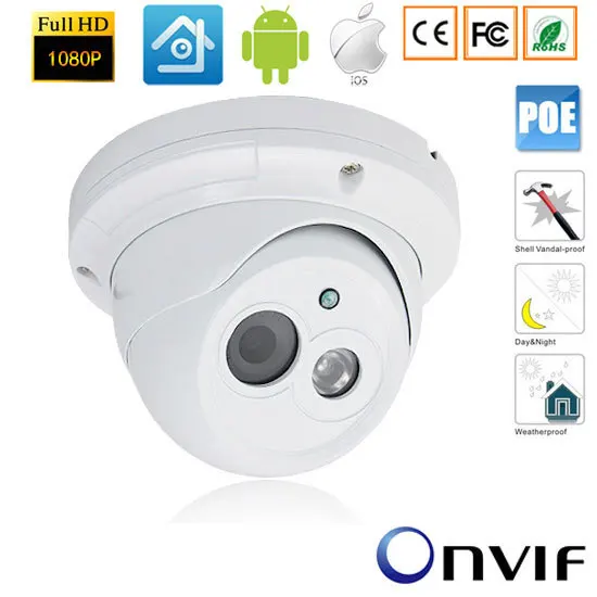 CCTV 1920*1080 P 2.0mp IP Открытый сетевой Камера АНТИВАНДАЛЬ ИК Камера ночного видения Мощность Over Ethernet 48 В POE наблюдения ONVIF