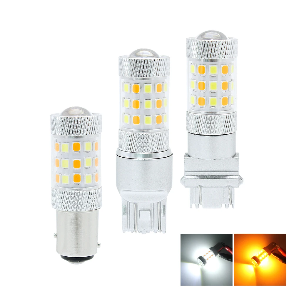 

1pcs 1157/BAY15D 3157/T25 7443/T20 Led Bulbs Brake Turn Signal Light Extremely Bright yellow/White Dual Color Switchback Led