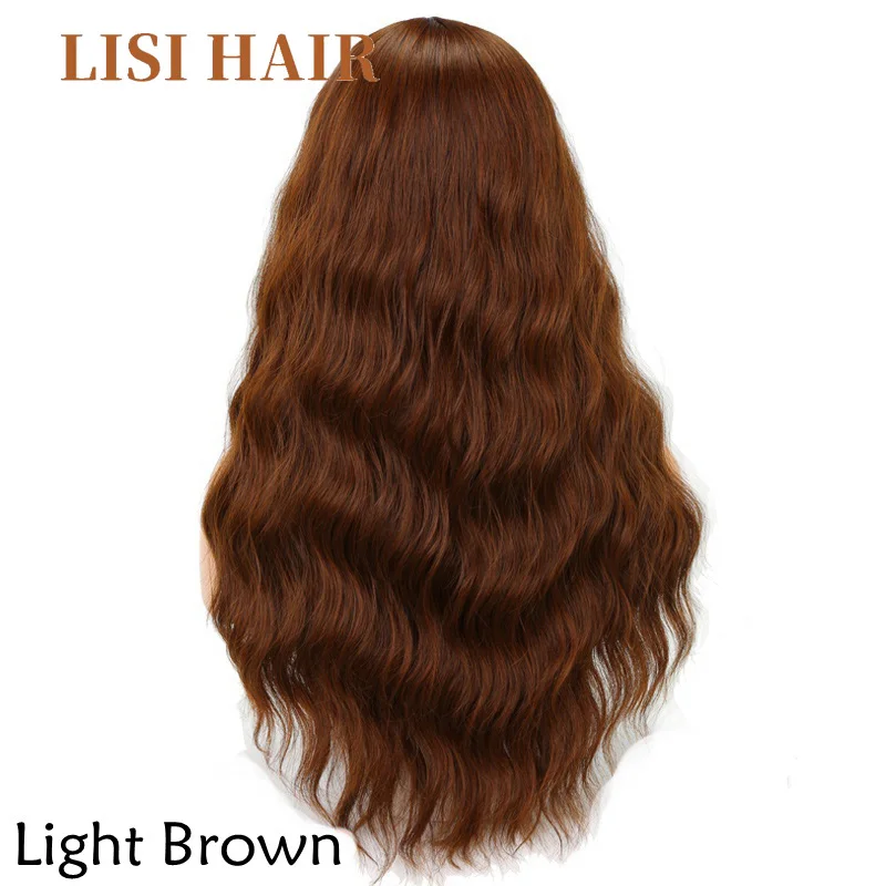 LISI HAIR 2" длинные смешанные коричневые женские парики с челкой водная волна Жаростойкие синтетические парики для женщин афро-американские