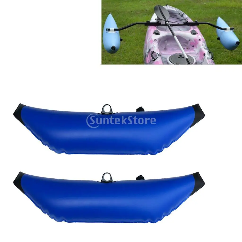 2 Pieces Durable Blue PVC Inflatable Outrigger Stabilizer Water Float for Kayak Canoe Boat Fishing Standing Paddling Beginners