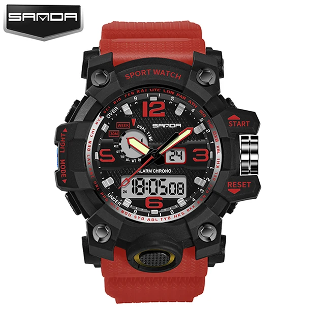 G стильные мужские военные спортивные часы, водонепроницаемые, светодиодный, цифровые, мужские наручные часы, наручные часы, Relogio Masculino Montre Homme - Цвет: Красный