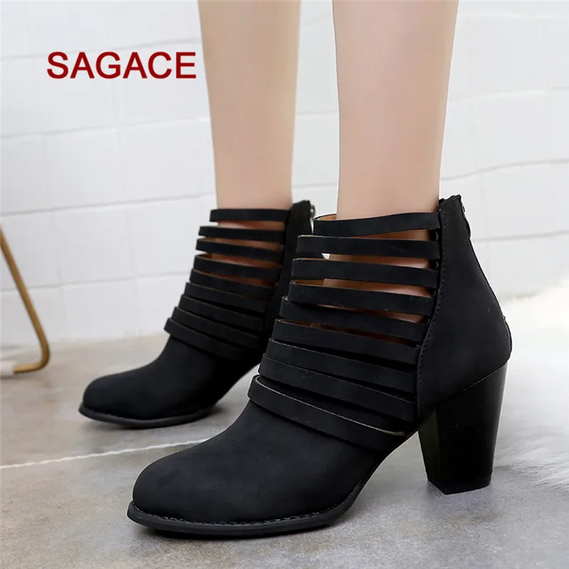 

2019 SAGACE Vitage Women Autumn Shoes Zipper Ankle Round Toe Rome Short Boots Single Shoes p#dropship 732