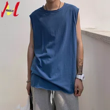 MANVALUE летние Для мужчин однотонный Цвет простой тип свободный и удобный с О-образным вырезом, без рукавов, жилеты, безрукавки