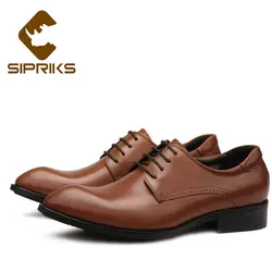 Роскошная обувь для мужчин sipriks мужские строгие туфли из натуральной кожи светло-коричневая обувь в стиле Дерби острый носок Бизнес