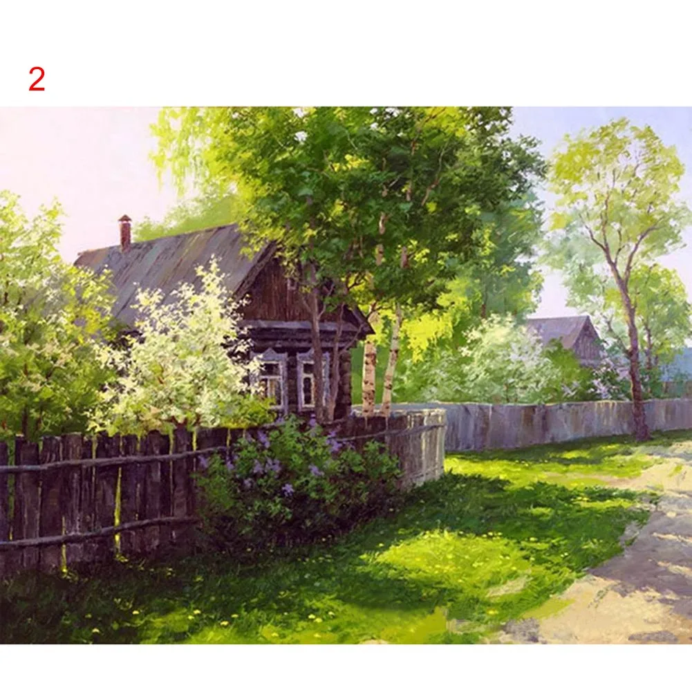 

Handpainted Landscape Frameless DIY Oil Painting By Numbers Forest House Picture Drawing On Canvas Wall Art Home Decor 40x50cm H