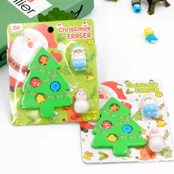 

1 Set Lovely Merry Christmas Snowman Christmas Tree Santa Claus Rubber Pencil Erasers Stationery Office School New Year Gifts