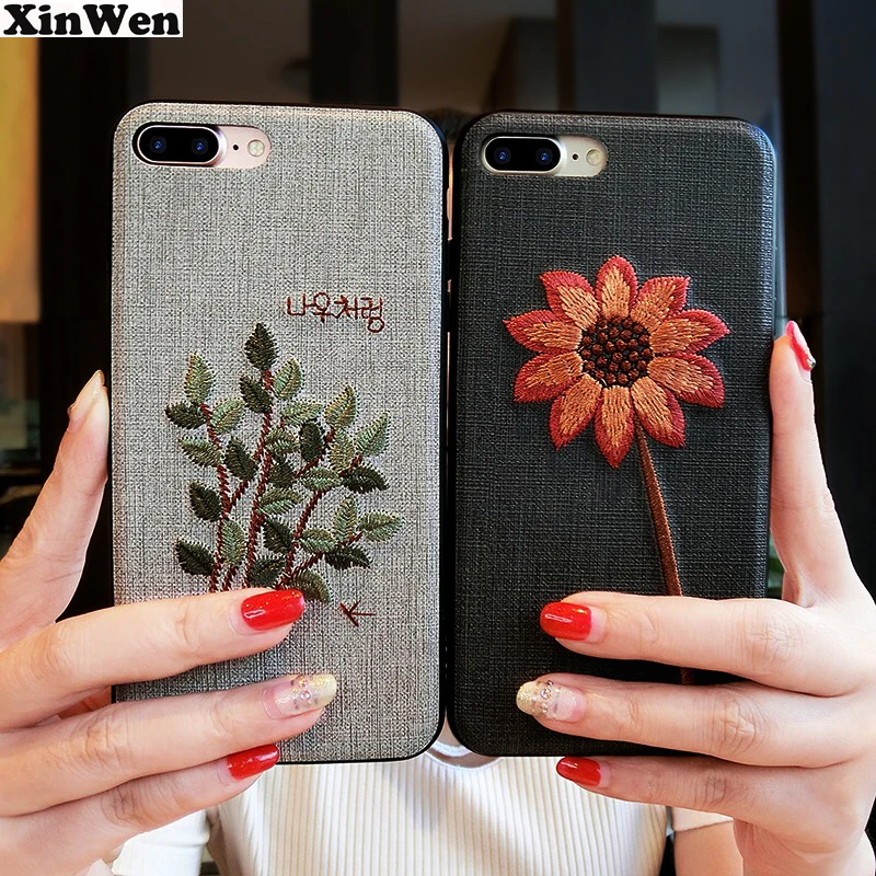 Xinwen роскошный 3d цветок pc чехол-лента на заднюю панель для iphone 6 s силиконовые чехлы