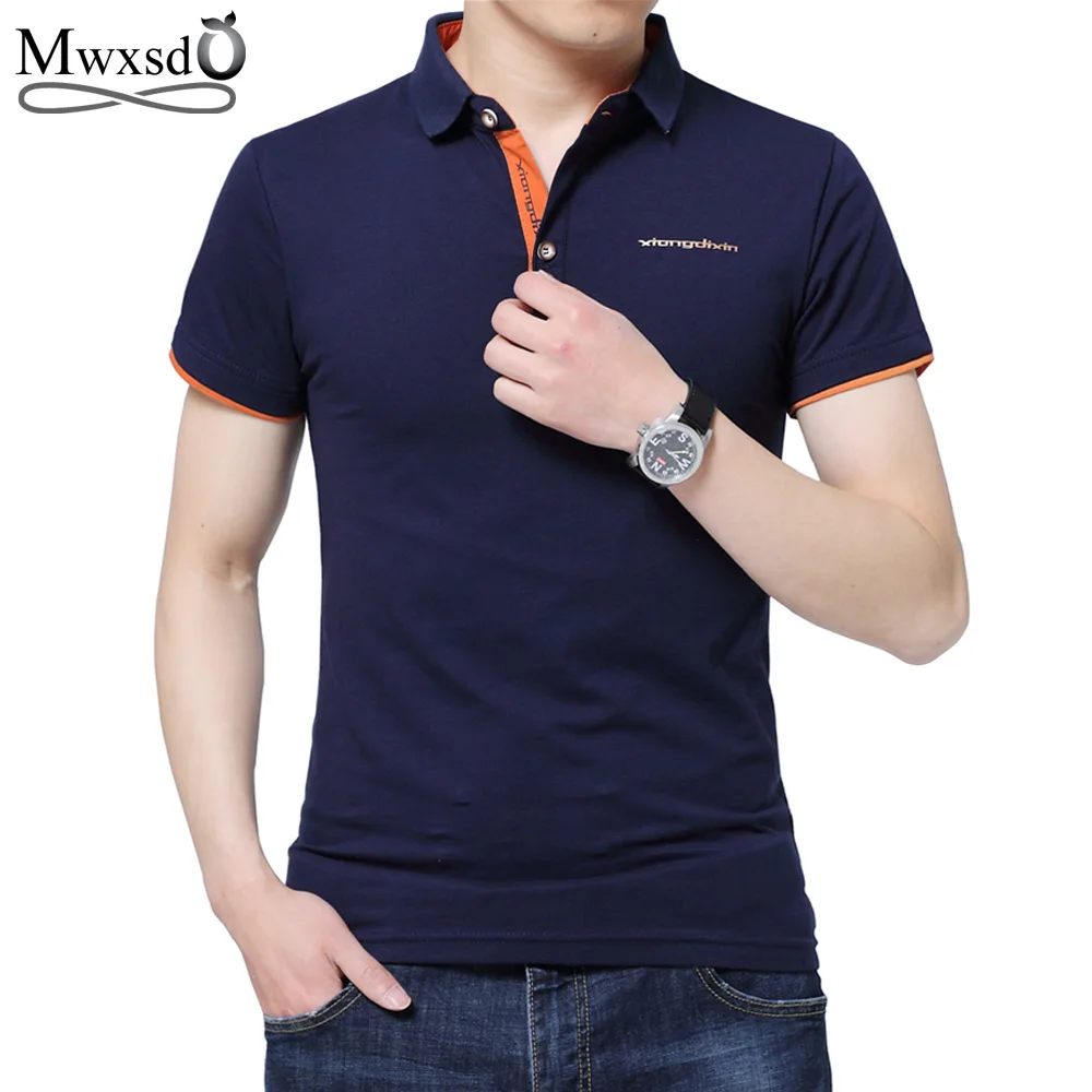 

Mwxsd Casual Polo Shirt Men Fashion Letter Print Short-Sleeve Men's Polos Fashion Brand Polo Shirts Man Hot-Sale Slim Polos 5XL