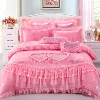 

Silk embroidered jacquard princess Romantic wedding bedding sets,Luxury Silk duvet cover,bed linen,bed sheet,housse de cuette