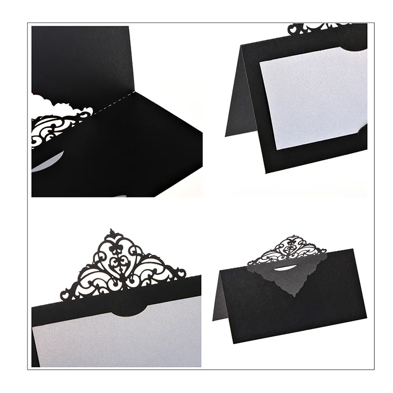  12pcs Laser Cut Crown Paper Place Name Seat Card Wedding Birthday Party Invitation Table Decoration - 32750475315