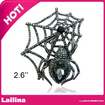 

Black-Tone Spider Web Teardrop Brooch Crystal Black Halloween
