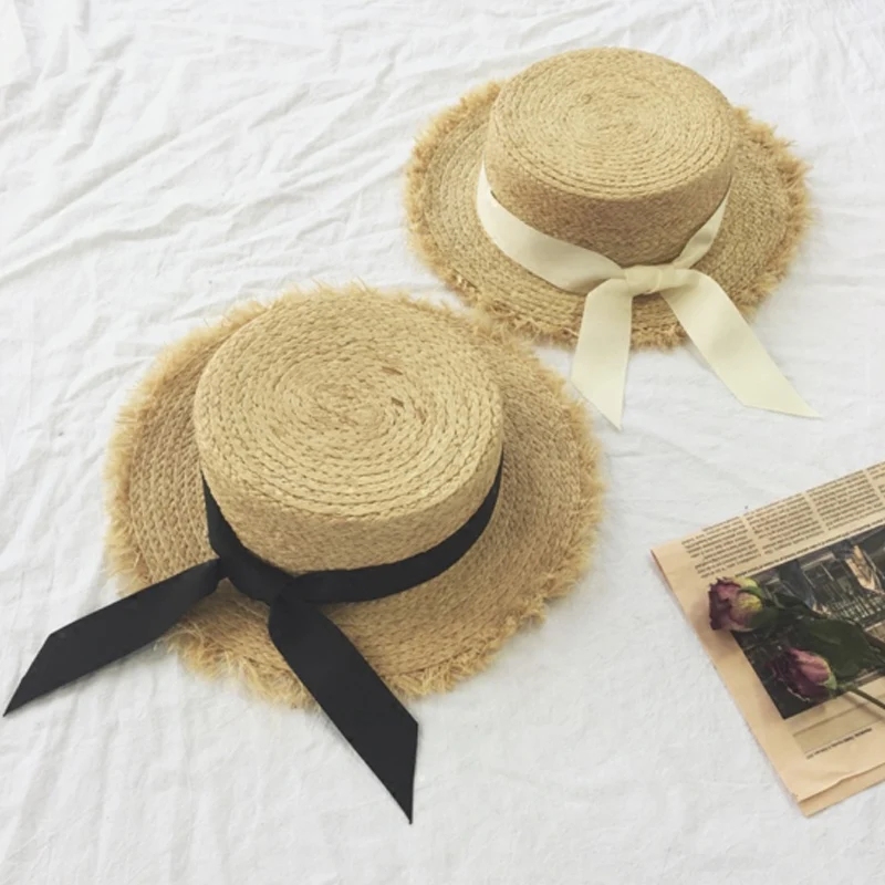 

Bowknot Straw Sun Hats for Women Summer Beach Fashion Sun Hat Floppy Wide Brim Foldable Panama Chapeau Femme Wide Brim Hat