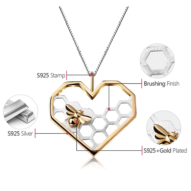 Honeycomb Home Guard Bee Love Heart Handmade Pendant - Image 5