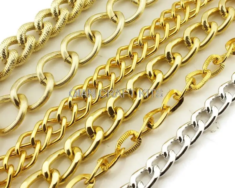 

set of 6 meters (6mm-18mm) of Chunky Chain, Twisted Curb Aluminum chain texture cable chain gold,silver,black