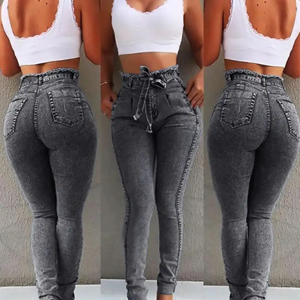 Lasperal 2020 Summer High Waist Jeans Women Streetwear Bandage
