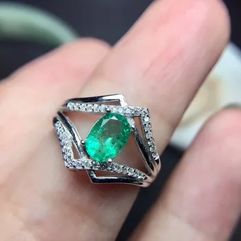 

Natural emerald ring Free shipping 925 sterling silver 5*7mm gemstone Fine jewelry