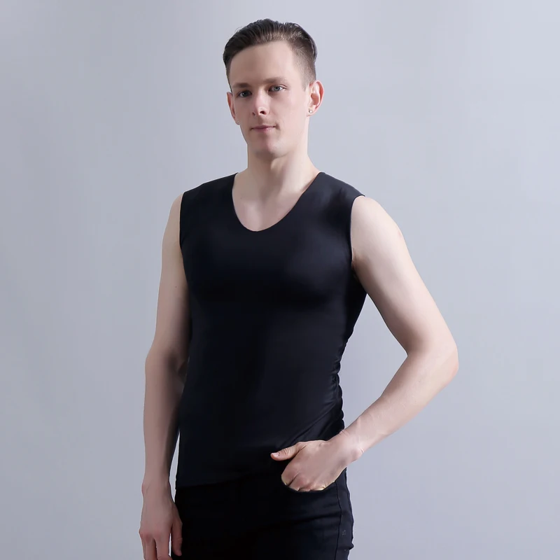 Летняя мужская бесшовная Майка Canotte Ice Silk Tank Top удобный Стрингер Мышцы жилет без рукавов для бега фитнес тренажерный зал одежда