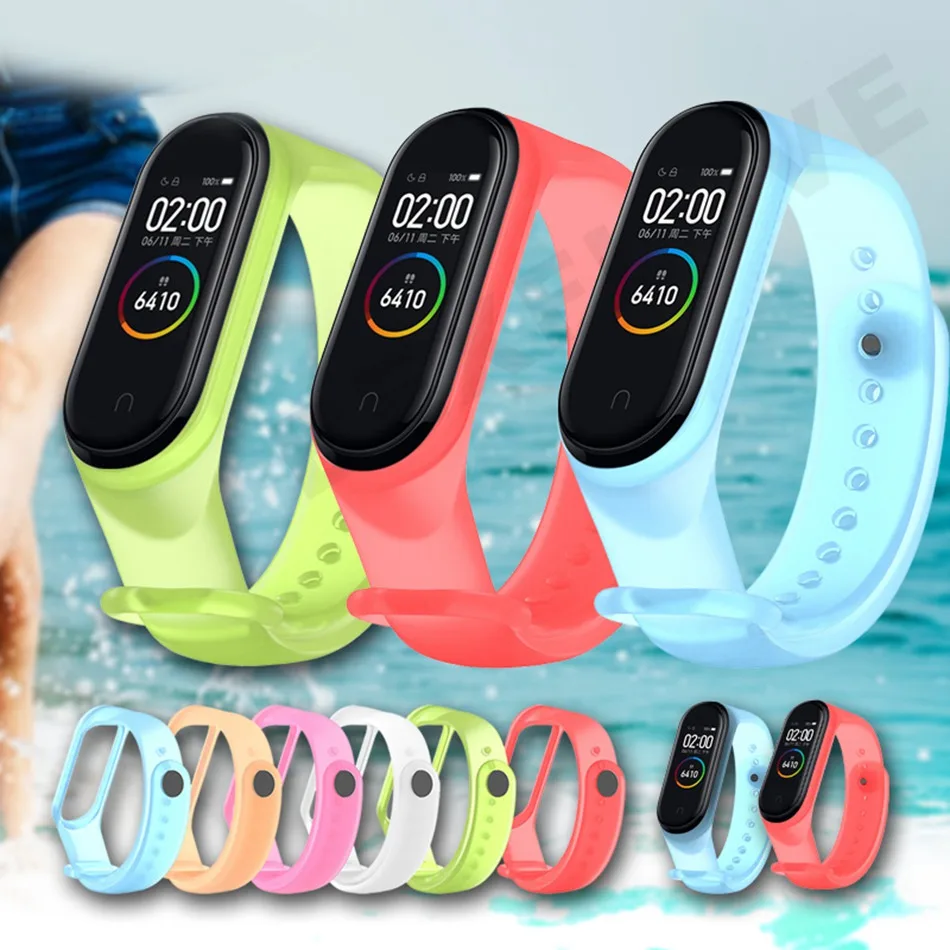 Clear mi Band 4 3 ремешок на запястье для Xiaomi mi Band 3 4 Браслет Силиконовый mi band 3 4 NFC аксессуары Smart mi band 4 Correa