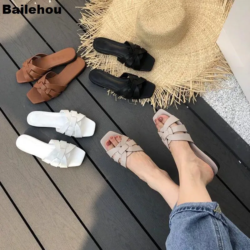 Bailehou 2019 Новые повседневные тапочки на плоской подошве летние пляжные шлепанцы