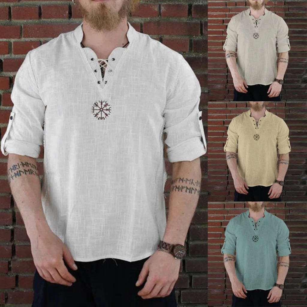 

Feitong Men's Summer New Style Fashionable Personality Cotton-linen Pure Longsleeved Top Tshirt Ladies Tee Casual