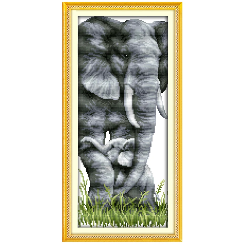 

The Elephant Mother and Son Counted Cross Stitch 11CT 14CT Cross Stitch Set Wholesale Cross-stitch Kits Embroidery Needlework