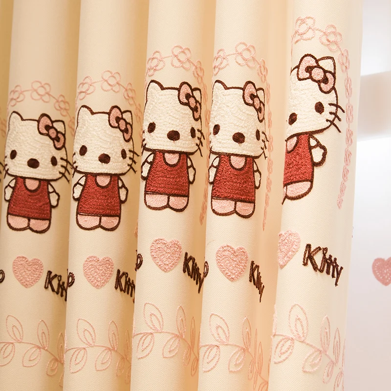 Curtain Set Free Shipping! Cute KT Cat Cartoon Pink Lace Princess Girl