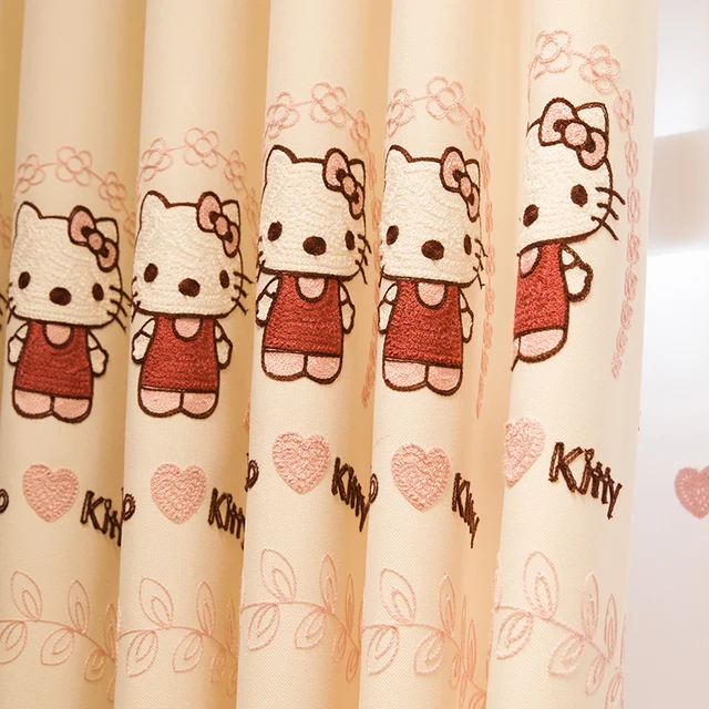 Gordijn Set Gratis Verzending! leuke KT Kat Cartoon Roze Kant ... Gordijn Set Gratis Verzending! leuke KT Kat Cartoon Roze Kant ...